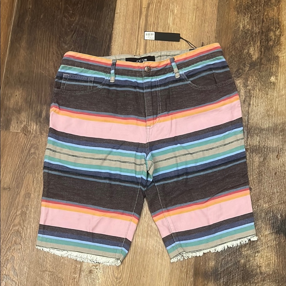 Joe's Jeans Pink and Blue Jean Shorts with Beach-Inspired Stripes